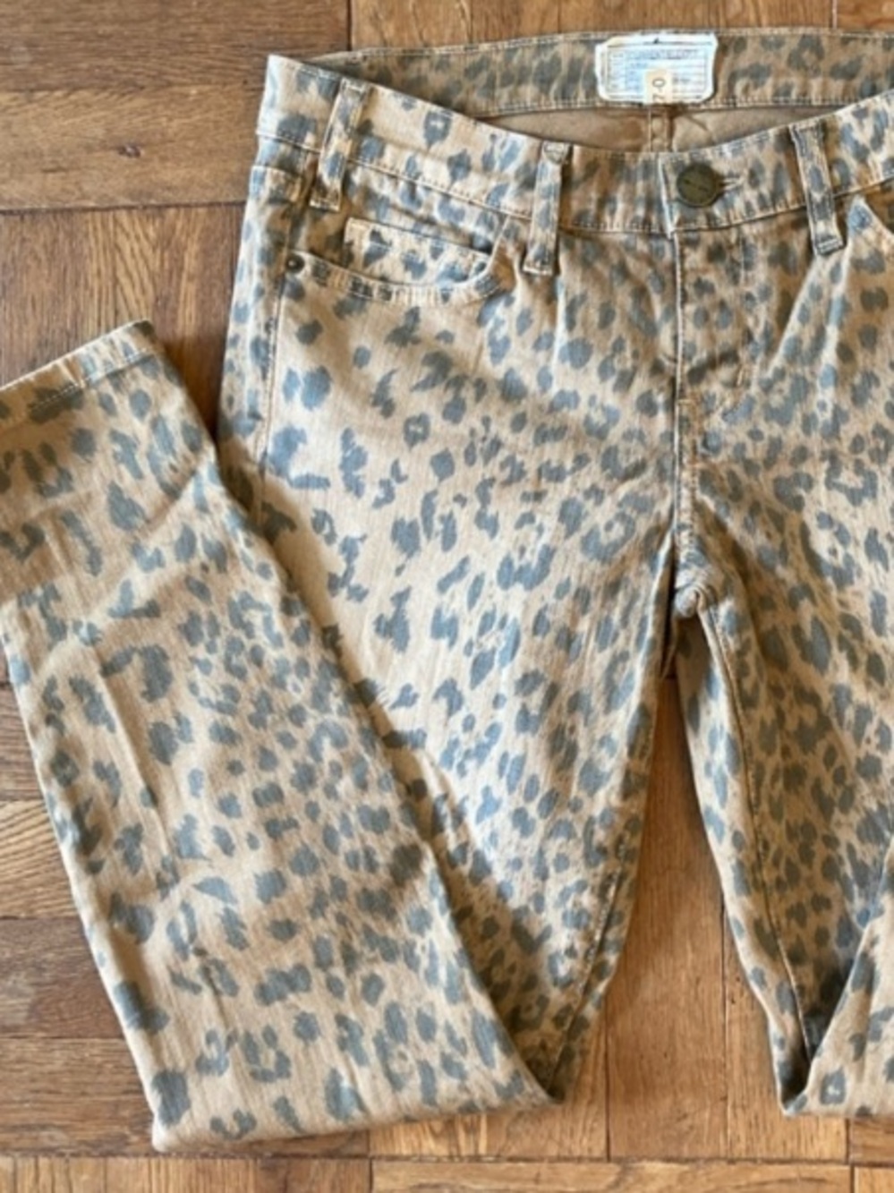 Current/Elliott leopard print low rise skinny jeans 27